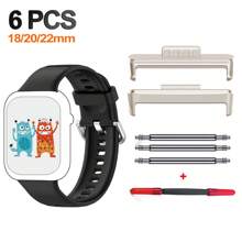 6 pièces/set Adaptateurs compatibles avec la sangle de la montre Watch Fit 3 4, convertisseur de 18 à 22 mm. Accessoires de connecteur en alliage compatibles avec la bande de la montre Watch Fit 4pro