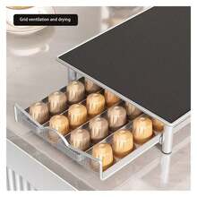 1 件黑色/灰色咖啡包收纳篮，柜台咖啡包架，便捷桌面咖啡包架，大/小尺寸咖啡包架，玻璃抽屉，适用于家庭和办公室