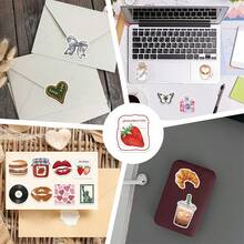 50 piezas Nuevos adhesivos decorativos con letras de "Foodie Girl", graffiti, cámara casual, postres, té de la tarde, patrón de lazo para iPad, equipaje, cuaderno, funda de teléfono DIY pegatinas papelería manualidades libro de sticker estikers - Multicolor - Ver 9