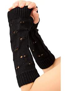 Fingerless Arm Warmers For Grunge Punk Style Accessories - Hitam - View 2