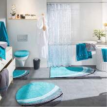 Mykonos Bath Mat, Non-Slip Bath Rug, Turquoise, Size 60x100 Cm - Cozy Deep Pile, Suitable For Underfloor Heating (Other Colors, Sizes)