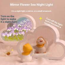 Luz nocturna de tulipán en forma de nube hecha a mano, lámpara de atmósfera de flor de espejo y océano, decoración de escritorio, regalo creativo - Multicolor - Ver 9