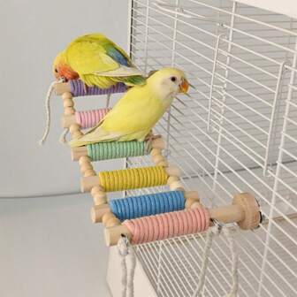 1 件装马卡龙色鹦鹉爬梯，鸟笼梯子栖息架玩具，适用于玄凤鹦鹉、鹦鹉和其他鸟类宠物