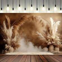 1pc Bohemian Style Flower Wall Background Banner, Bohemian Style Design, Multi-Functional Polyester Photo Background Banner, No Power Supply, Suitable For Home, Room, Birthday Party, Photography, Photo Booth Decoration, Universal Theme