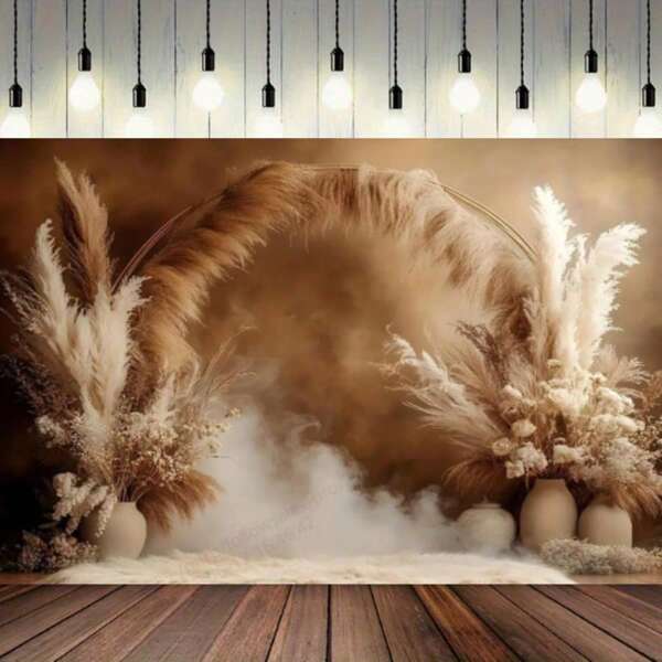 1pc Bohemian Style Flower Wall Background Banner, Bohemian Style Design, Multi-Functional Polyester Photo Background Banner, No Power Supply, Suitable For Home, Room, Birthday Party, Photography, Photo Booth Decoration, Universal Theme