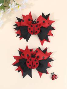 2pcs/Set Cute Bee & Bow Hair Clips, Decorative Hair Accessories For Teenage Girls - Multicolor - View 2