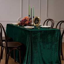 Samt-Tischdecke, luxuriös, einfarbig, rechteckig, länglich, Retro-Bauernhaus-Rüschen-Tischdecken, waschbar, für Partys, Hochzeiten, Babypartys, Küche, Esszimmer, Tischdekoration