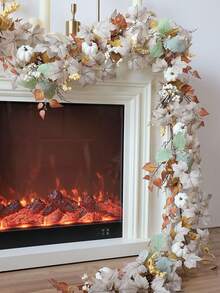 1pc Artificial Maples Leaf Pumpkin Garland Fall Decor Hanging Autumn Maple Vines Garland For Wedding Home Porch Mantle Fireplace Farmhouse Outdoor Indoor Decor For Thanksgiving Harvest Decor - Multicolor - View 1