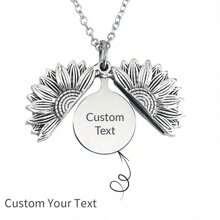 1pc Customizable Elegant Sunflower Locket Necklace, Perfect Gift For Birthday Or Any Special Occasion, Women Sunflower Pendant Necklace With Long Chain, Chic O-Shaped Design, Ideal For Birthday And Anniversary