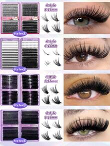 3100 Pcs Manga Lash Clusters Kit Gift Packs Fluffy False Eyelashes Extensions 0D+30D+40D+50D+60D+80D+100 D Curl Wispy Individual Fake Eyelashes, Volume Studio Effect, Value Pack 3100Pcs With Glue|Tweezers|Removers|Eyelash - 黑色 - 查看 4
