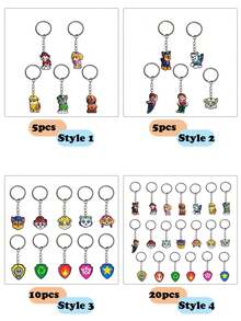 Llaveros de Paw Patrol, llaveros de goma blanda de dibujos animados de PVC, llaves de coche, mochilas, colgantes y accesorios - Multicolor - Ver 2