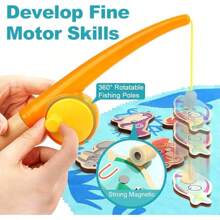 Toddler Fishing Game - Kids Woodedn Magnetic Fishing Toys Gifts For 3 Years Old Girls Boys, Fine Motor Skills For Toddler