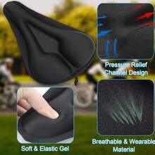 2 件自行车座垫 - 凝胶垫自行车座套和骑行臂套，男女通用，舒适超柔软健身自行车座椅，兼容 Peloton、户外和室内自行车鞍座 - A - 查看 10