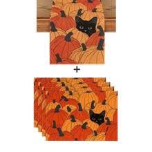 1pc/1set Black Cat & Pumpkin Linen Table Runner, 12*18 Inches/13*72 Inches Seasonal Kitchen Dining Table Decoration Tablecloth, Home Decor, Suitable For Parties, Gatherings, Family Dinners, Autumn - Multicolor - View 10
