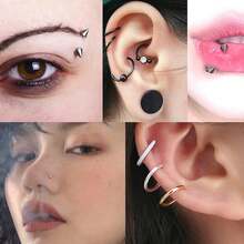 Piercing Kit 316L Surgical Steel Body Jewelry Piercing Kit With 12G 14G 16G 18G 20G Piercing Needles Use For Nose Septum Lip Tongue Belly Eyebrow Rings Ear Piercing Kit Silver Black Rainbow - Black - View 6