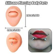 Soft Silicone Model Body Parts Display Set For Piericng - 7pcs Body Parts Model With Display Holder Silicone Ear Nose Belly Button Eye Mouth Tongue For Piercing Practice Tool Kit - Multicolor - View 8