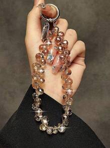 Elegante colgante de brazalete con correa para teléfono con destellos, rhinestones y cuentas, accesorio para , bolso, mujer y niña