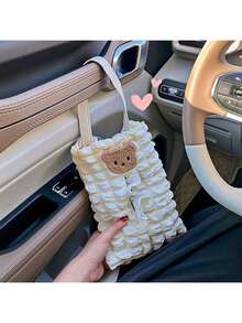 车载纸巾盒可爱格子汽车椅背挂式纸巾抽纸创意向日葵车用纸巾盒