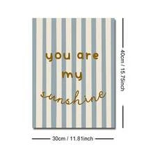 1 件带框/无框斯堪的纳维亚蓝色条纹你艺术我的阳光墙壁艺术海报帆布印刷积极育儿室引言男婴房间装饰画适用于儿童房、游戏室、卧室、现代家居装饰 - 彩色 - 查看 11