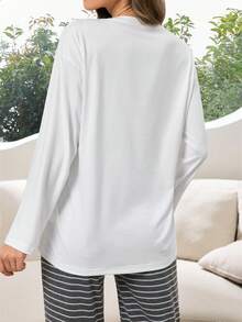 时尚宽松舒适的休闲打底衫，适合日常穿着、居家和户外活动。 - 白色 - 查看 4