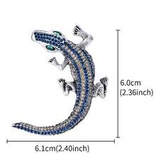 1pc Vintage Exaggerated Crocodile Animal Shaped Brooch, Zinc Alloy Rhinestone Inlaid Clothing Suit Jacket Pin, Suitable For Banquet, Party Wear, Holiday Gift - Crocodile - View 13