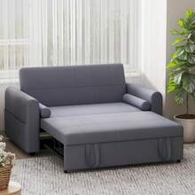 2 Seater Sofa Bed, 3-In-1 Convertible Fabric Pull Out Sleeper Sofa With 3-Position Adjustable Backrest, Side Pockets For Living Room, Guest Room, Dark Grey - Dark Grey - View 6