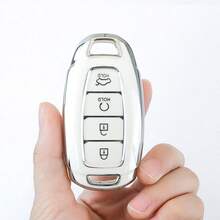 Key Fob Cover - Durable TPU Case For Elantra GT, For Kona, For Palisade, For Venue, For Veloster - 4-Button Design Car Key Accessory - Single Pack - View 3