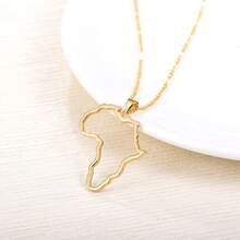 Women's Minimalist Africa Map Pendant Necklace,  Personalized Africa Motherland Continent Outline Necklaces Chain Length 18" Extension Chain 2" ( 18K Gold And Silver Plated Both Choice, Jewelry With Gifts Box)2025 - 18K金 - 查看 3