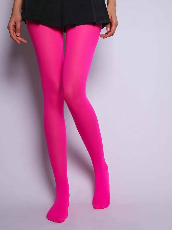 1 Pair Women's Solid Color Tights 80D, Soft Opaque Microfiber Tights