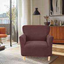 Local Delivery - Banquet Armchair Slipcover Printed Chair Covers With Arms Stretch Club Chair Slipcover Soft Armchair Sofa Covers Anti-Slip Furniture Protector For Dogs Pets Home Living Room Decor, 14 - T-jacquard Dark Brown - 查看 7
