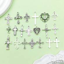 29pcs Mixed Bulk Antique Silver Holy Religious Cross Pendant Vintage Alloy Cross Charms For DIY Jewelry Making Accessories(The Style Is Random)
