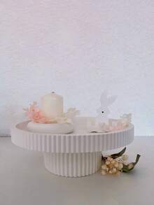 2 件/套 - 条纹圆形托盘模具 + 条纹圆形储物盒底部硅胶模具，DIY 家居装饰饰品混凝土石膏模具，手工艺品制作环氧树脂铸造模具 - 白色 - 查看 10