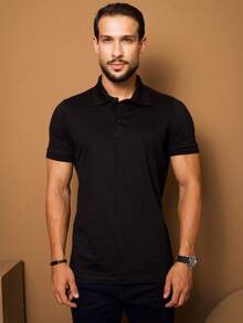 Men's Polo Shirt Premium Cotton Basic Plain Shirt Summer Men's Shirts - Black - View 1
