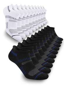 10 Pares de Calcetines de Tobillo con Amortiguación para Hombre para Verano, Calcetines de Corte Bajo Cómodos y Transpirables para Casual, Deportes y Ocio, que se pueden Usar, Paquete de 10 Pares de Calcetines de Tobillo con Acolchado para Hombres