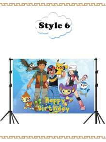 pokemon Pokemon Pikachu Background Cloth, Cute Cartoon Pikachu Photo Background Banner, Birthday Party Decoration Banner, Photo Background Cloth, Party Supplies, Party Tablecloth, Party Decorations, Party Small Gifts Christmas, Halloween, Festival Supplies, Festival Decorations, Thanksgiving, Back-To-School Season, Autumn And Winter