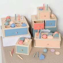 Montessori Coin Sorter Box, Baby Color Recognition Shape Matching Building Blocks Educational Toys