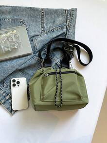 Women's Casual Nylon Waterproof Solid Color Bucket Bag, Handbag And Shoulder Crossbody Bag - Green - View 4