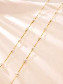 1 pieza Pulsera de perlas elegante y minimalista, de acero de titanio que no se desvanece, pulsera de perlas para mujer, para uso diario o como regalo