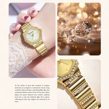 1 pieza Reloj de mujer elegante y de moda con decoración exquisita de rhinestones, resistente al agua, de acero inoxidable, para el Día de San Valentín y el Día de Navidad