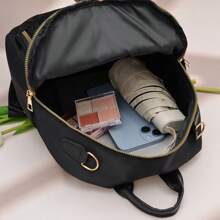 1Pc Women Fashion Backpack Large Capacity Casual Travel Backpack Ladies Bag New Student Schoolbag Backpack Unisex Bags Solid Color Pocket Zipper Backpack, Travel Daily Bag, Women's Casual School Backpack Small Backpack, Outdoor Casual Backpack