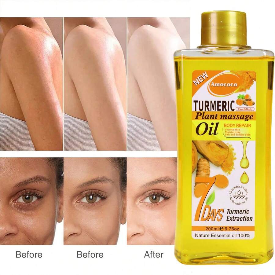 Brand New Upgraded Turmeric Oil, Facial And Body Massage Oil, The Top Choice For Massage In Spa And For Relaxation. Turmeric Nourishing Essential Oil, Facial And Body Massage Oil, Deeply Nourishes, Hydrates And Moisturizes. - 黃色 - 查看 1