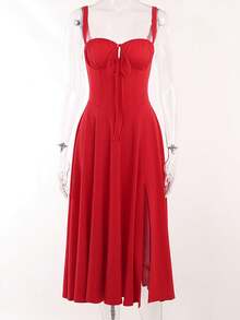 Ladies Temperamento Cool Sexy Suspender Long Party Dress, Ladies Dresses, Ladies Evening Dresses Vestidos, vestidos de noch, vestidos de fiesta elegantes, Color de moda y de alto grado que muestra el temperamento, mostrando buena figura, Adecuado para el partido, de vacaciones, asistir a eventos, permanecer, junto al mar, la fotografía de viajes, fotografía de la calle, el trabajo y el desgaste diario casual. - Azul Marino - Ver 7