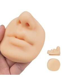 硅胶耳模型，鼻子和嘴模型，左右柔软灵活模型假耳穿孔练习，硅胶身体部件，逼真的硅胶耳模用于珠宝展示针灸人体模型教学指导 - 彩色 - 查看 4