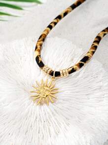 1 pièce Collier de plage d'été Pendentif Soleil Rayonnant Collier à Cordon Vie Marine Crabe Homard Poisson Colliers Style Vacances Bohème Bijoux pour Femmes