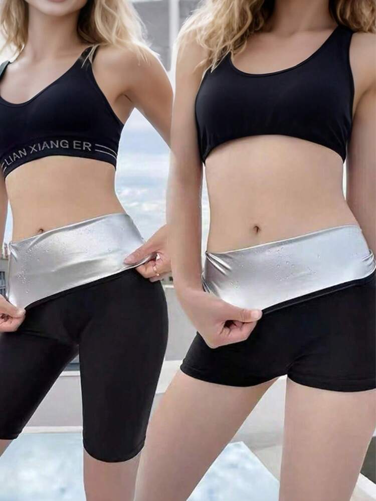 Sports Sweaty Yoga Pants With Pilates And High Waist, Full Coating Sweaty Pants With Tight Waist And Hip Lifting, Tight Sweaty Pants, Biker Shorts, Shorts For Women, Shapewear, Black Shorts, Beach Essential Gym Accessories Spring - Black - View 4