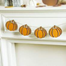 1pc Halloween Pumpkin Garland Banner With Black And Orange Beads, Wooden Fall Decor For Thanksgiving Party Home Wall Decoration, Autumn Holiday Decoration Home Decor Halloween Decor Room Decor
