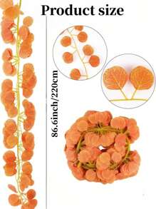Artificial Eucalyptus Fall Garland,Faux Eucalyptus Leaves Hanging Plants Greenery Orange Leave Vines Table Runner Ivy Backdrop Decor Indoor Outdoor Thanksgiving Party Garden Autumn Decor Home Kitchen Garden Office Wedding Wall Decor