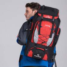80L Extra Large Nylon Camping Backpack Travel Hiking Rucksack Luggage Bag New - Red - View 6