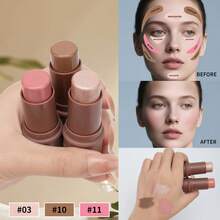 HelloKiss 3pcs/Set Face Contour Highlighter & Blush Stick, Multi-Functional Highlighter & Blush Cream, Concealer Pencil, Non-Greasy, Waterproof & Long-Lasting, Sculpt Facial Contour, Suitable For Beginners, All Skin Tones, Spring, Autumn, Winter, Festivals, Daily Commute - 多色套裝 - 查看 8