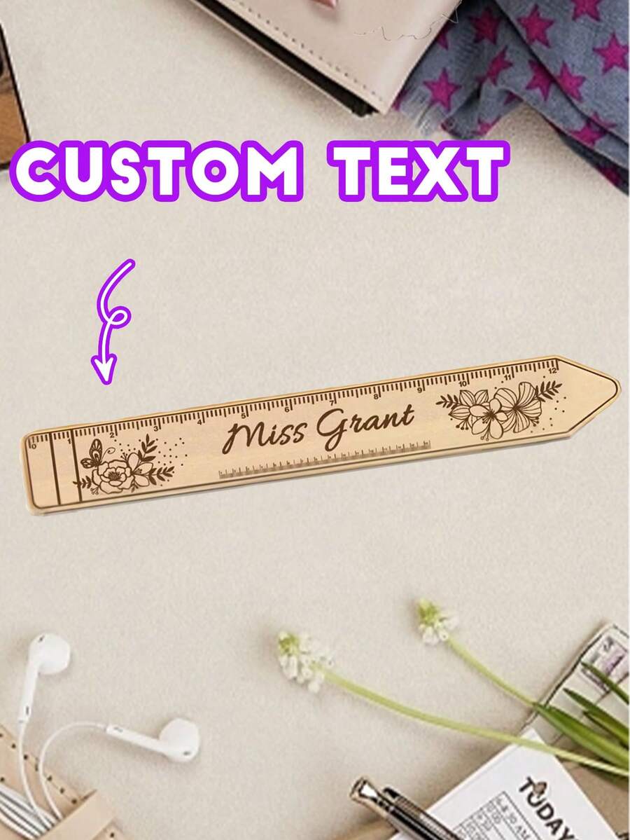 1 件定制个性化木尺教师节礼物木尺学校用品返校礼物教师尺 - 彩色 - 查看 1